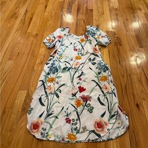 LOFT Kids Dress with Floral Print in Red, Orange, and Green
